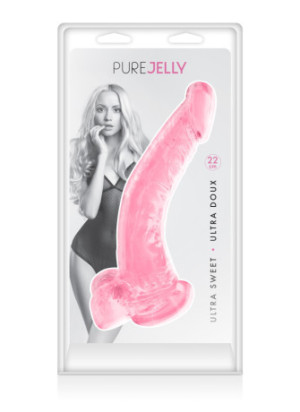 Gode jelly courbe rose ventouse taille XL 22cm - CC570133